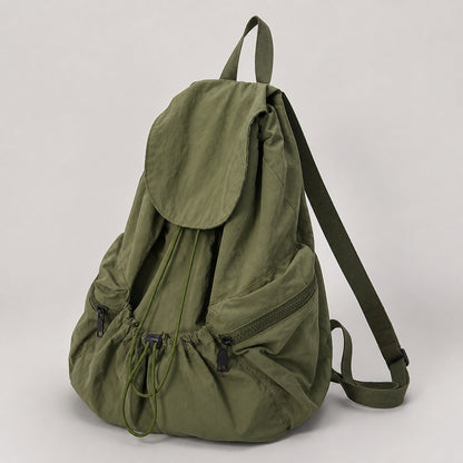 Green Spacious Drawstring Backpack Side Construction View — view 6