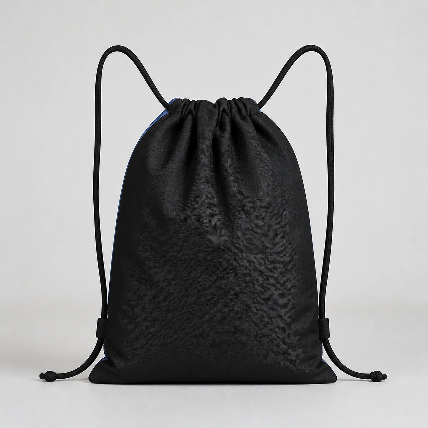 Artistic drawstring backpack, true solid black rear product view — view 18