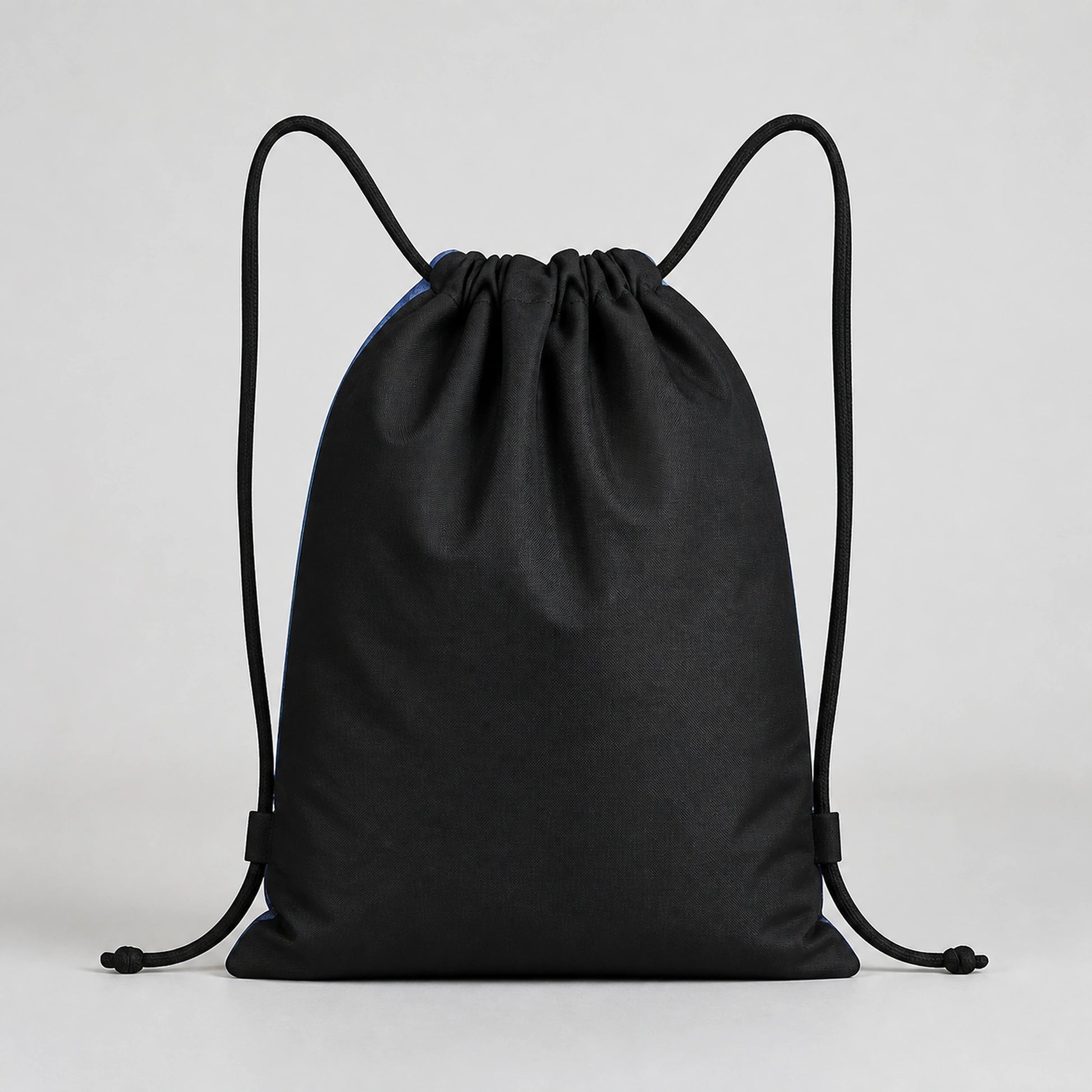 Artistic drawstring backpack, true solid black rear product view — view 18