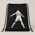 Black Soccer No. 7 Graphic Drawstring Backpack Front View