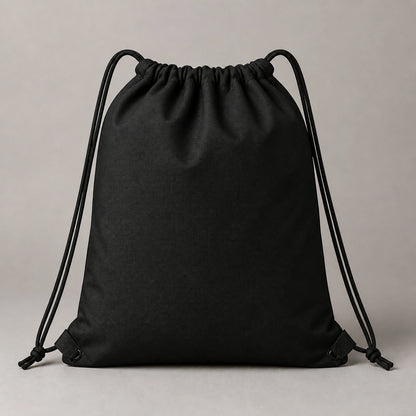 Black Soccer No. 7 Graphic Drawstring Backpack Plain Back View — view 3