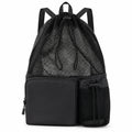 Black Large Capacity Drawstring Backpack — Full Front