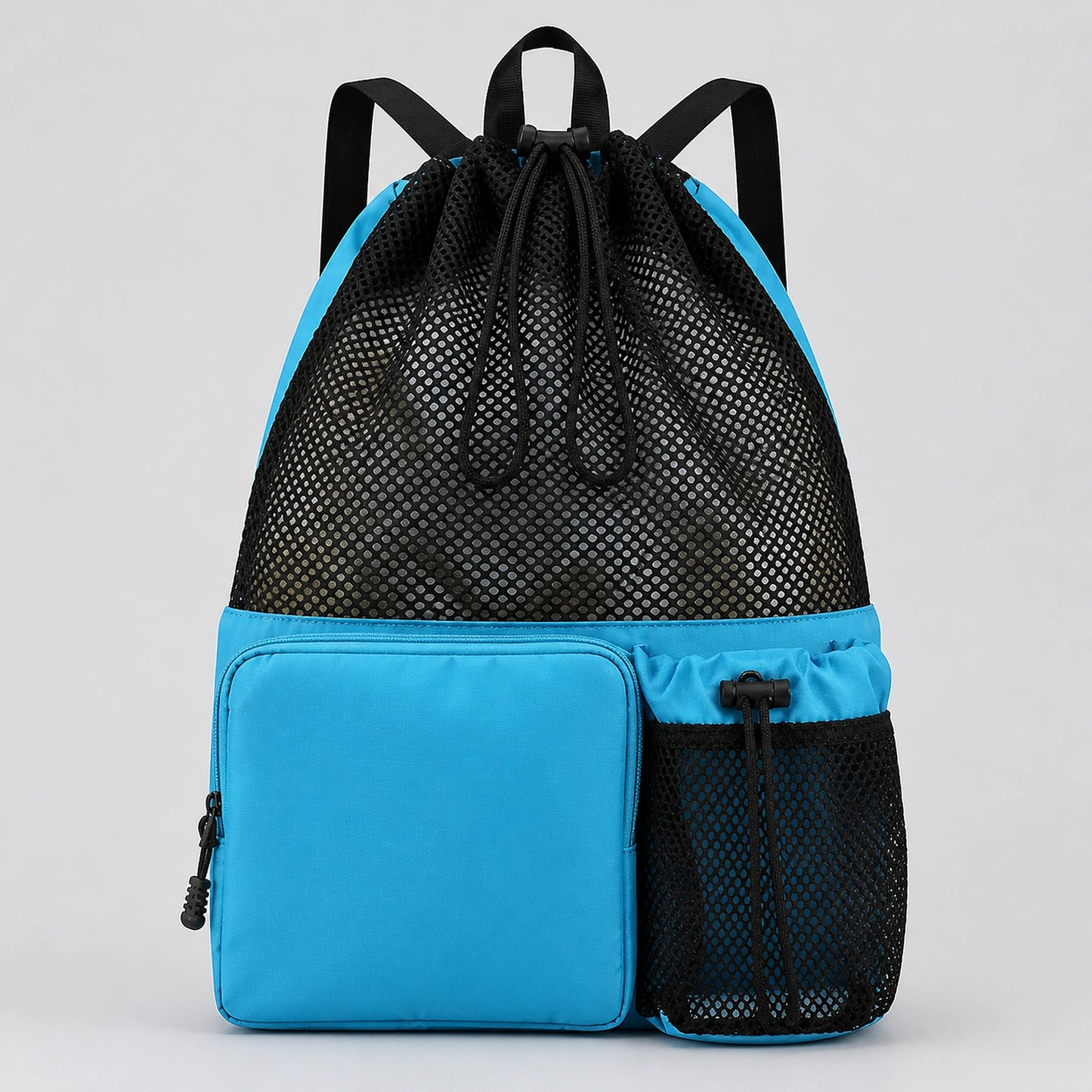 Blue Large Capacity Drawstring Backpack — Full Front — view 2