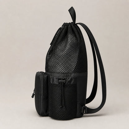 Black Large Capacity Drawstring Backpack — Side View — view 5