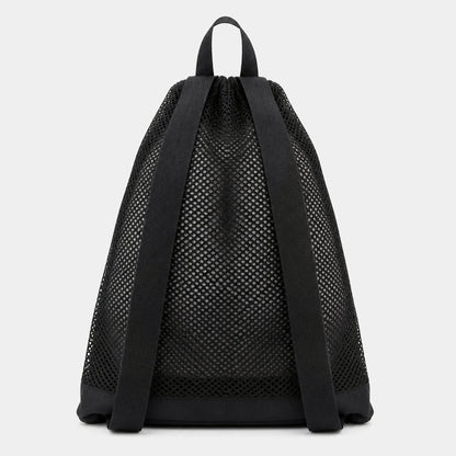 Black Large Capacity Drawstring Backpack — Back View — view 6