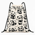 Panda Print Drawstring Backpack — Full Front