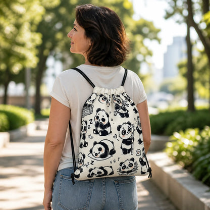 Panda Print Drawstring Backpack — Adult — view 5