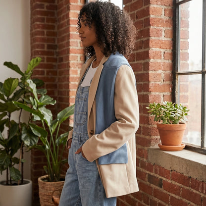Close up view of the Womens Effortless Jumpsuit showing the soft fabric texture and precise stitching details, perfect for spring and everyday wear.