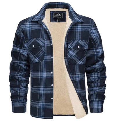 View of a cozy classic autumn jacket in deep green, featuring a soft fabric, buttoned , and classic collar