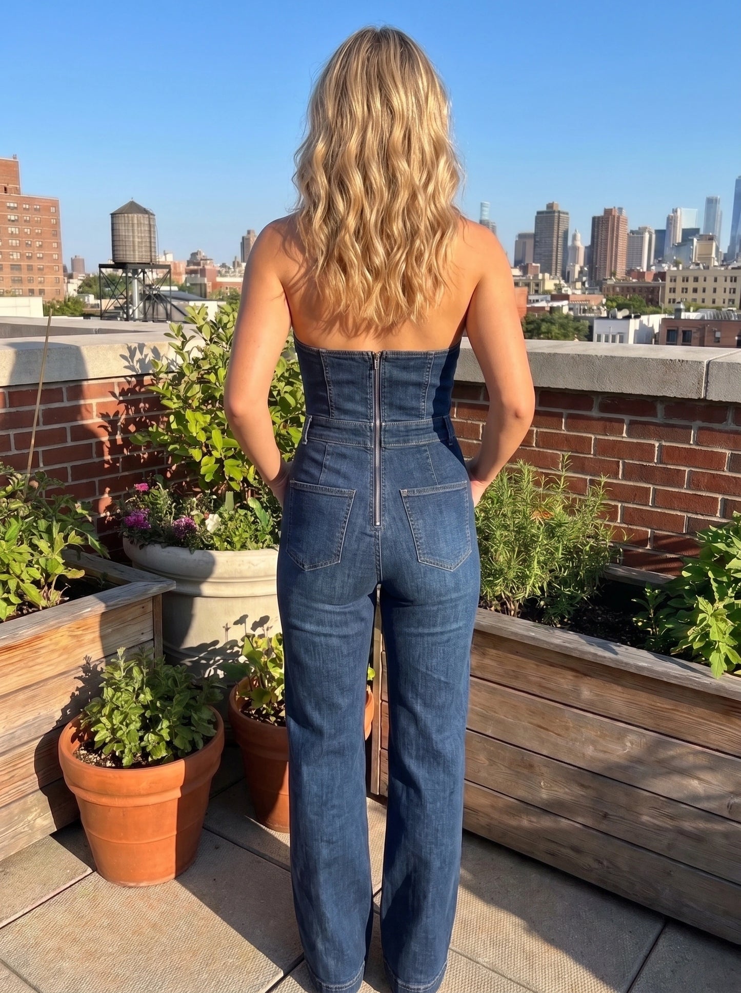 Close up view of the Womens Casual Summer Jumpsuit showing the lightweight fabric, fine stitching, and design details in a colorful.