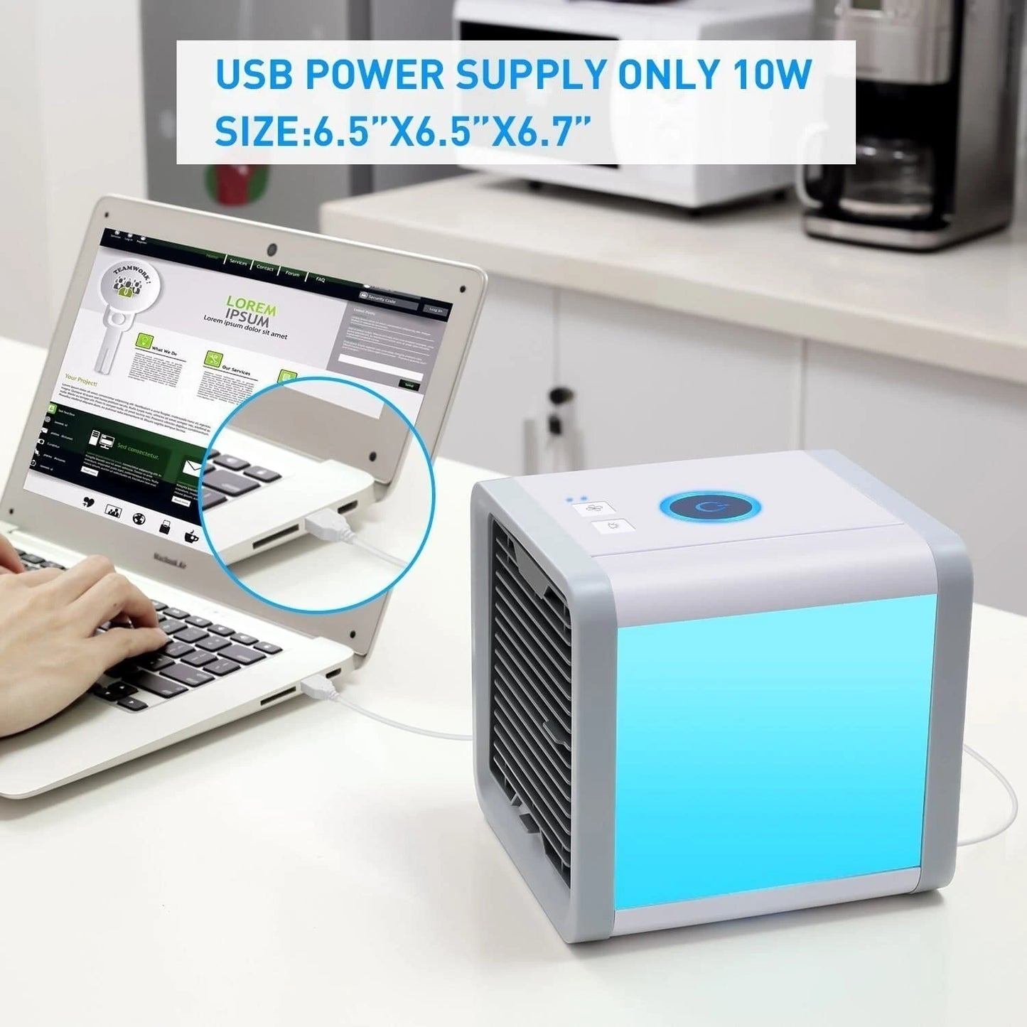 Of the air cooler's control panel showcasing intuitive settings for humidity, cooling, and air purification features