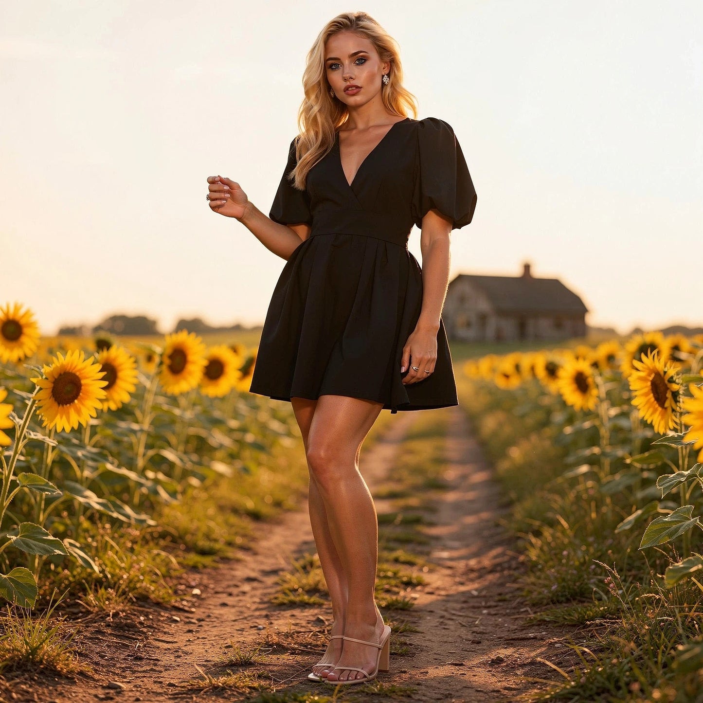 View of a flattering mini dress featuring a vibrant floral pattern, short sleeves, and a soft, lightweight fabric