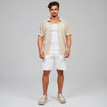 Light blue relaxed fit short sleeve shirt made of breathable cotton, featuring a classic collar and button down , view