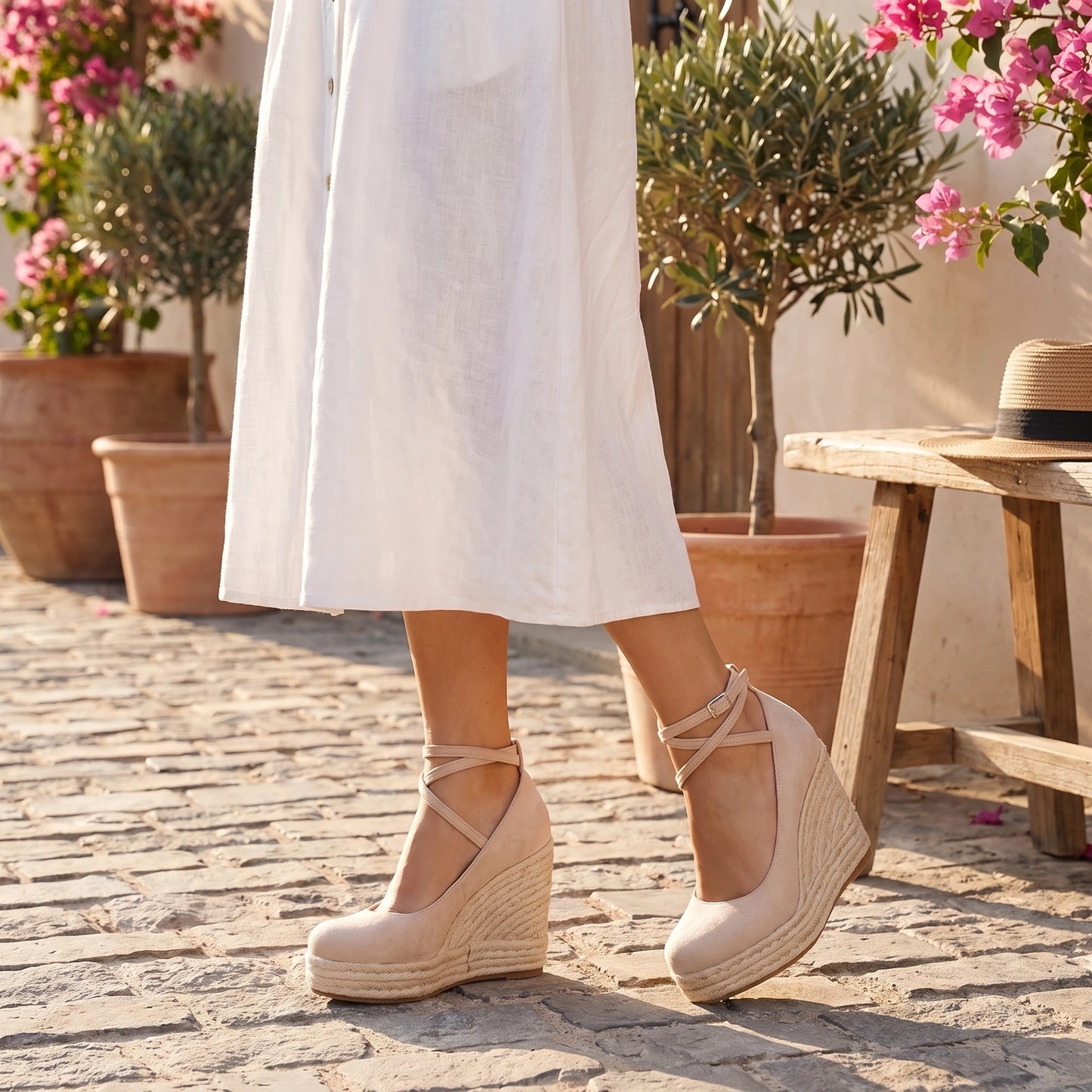 Close up view of the Womens Supportive Summer Sandals showing intricate stitching and soft fabric, showing their design and comfort features.