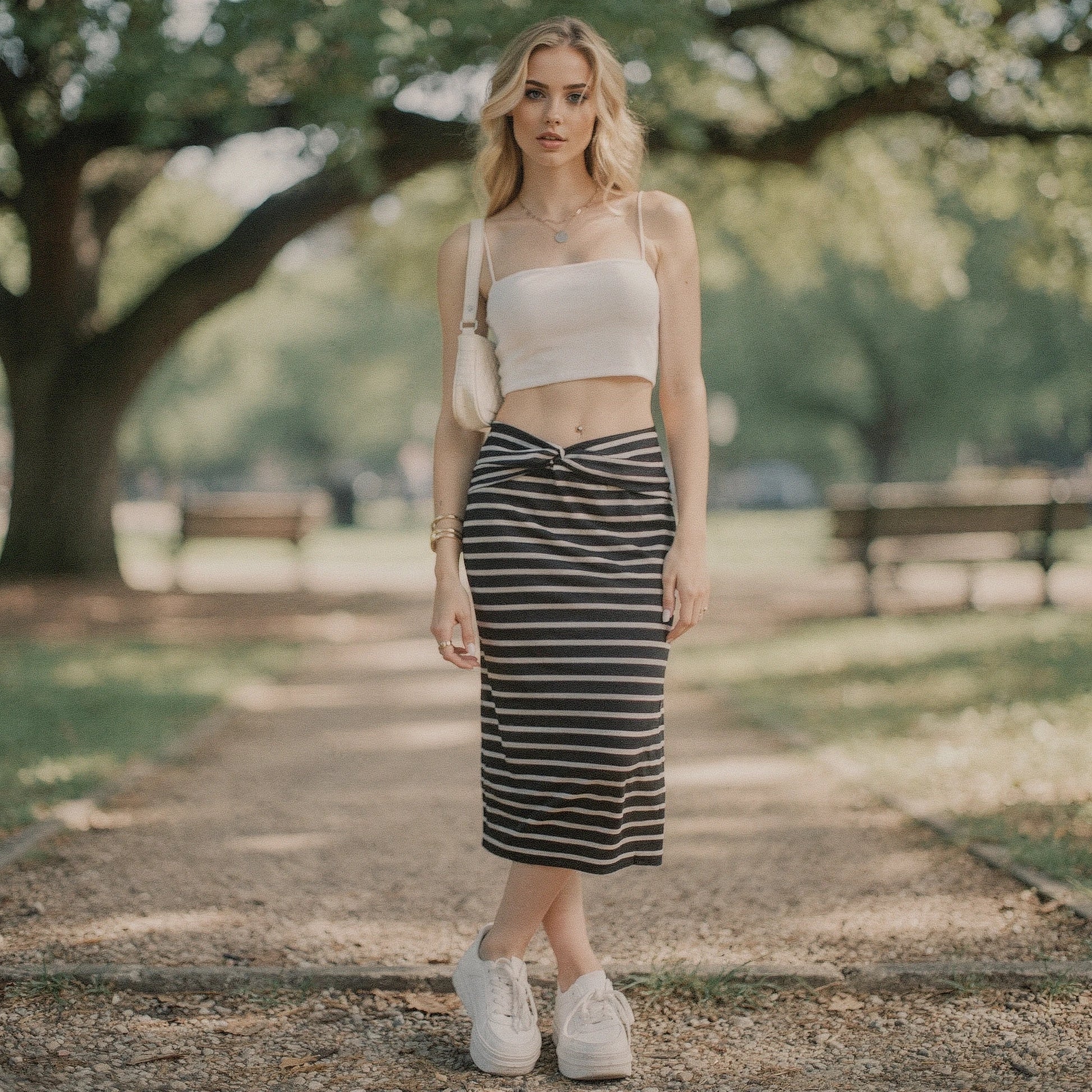 View of a chic midi skirt featuring a flattering silhouette, made