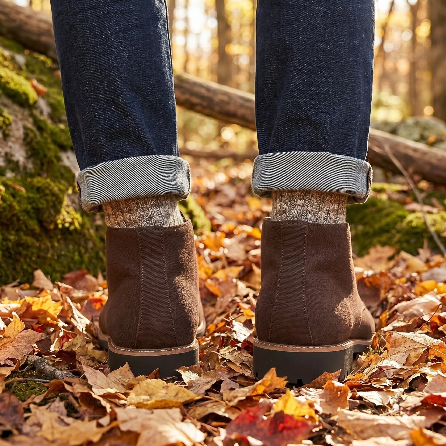 Close up view of the Men's Casual Lace Up Ankle Boots showing the premium leather texture, detailed stitching, and design elements against a neutral background.