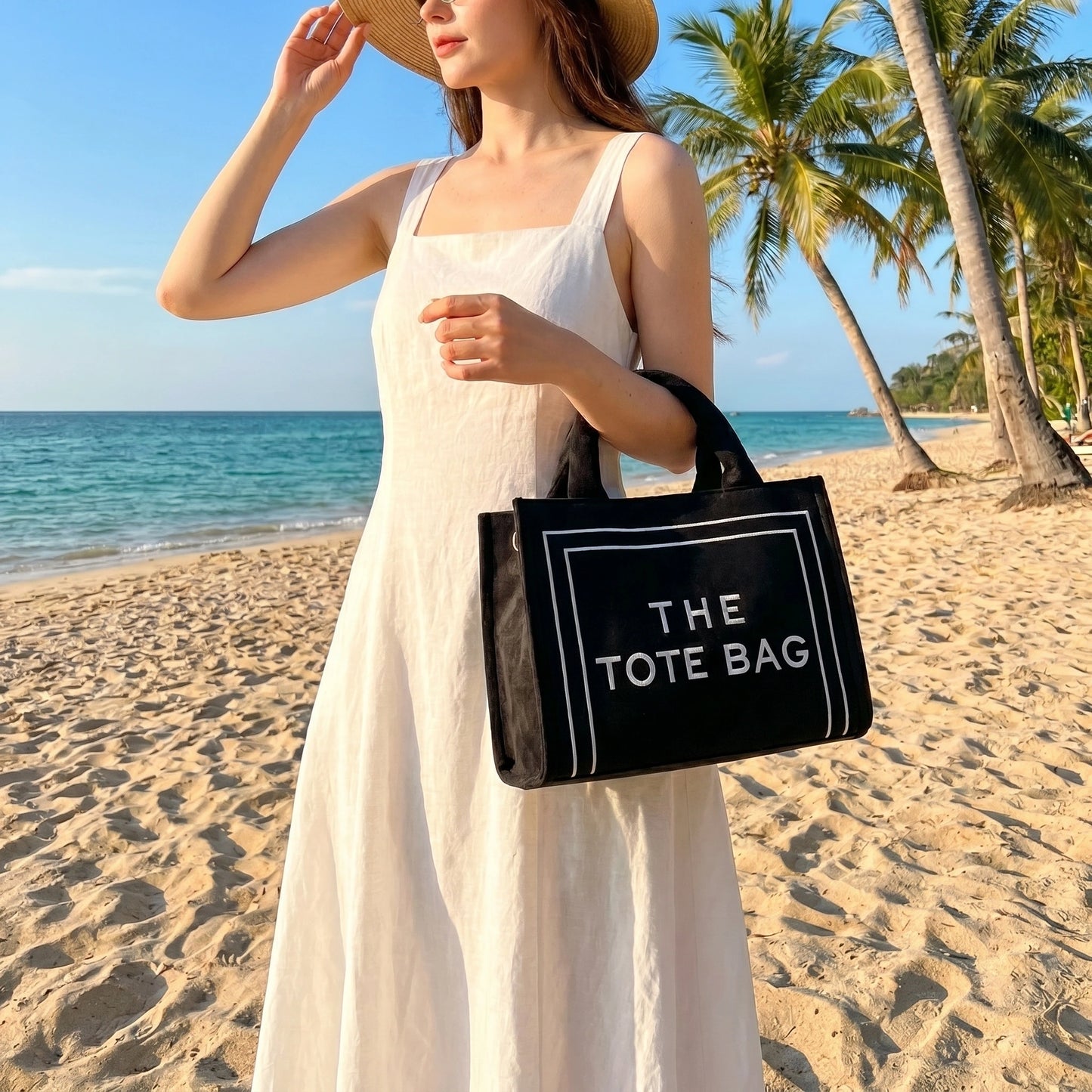 Close up view of the Womens Soft Autumn Tote Bag showing the luxurious fabric texture and precise stitching details against a neutral background.