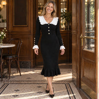 Black Ruffle Midi