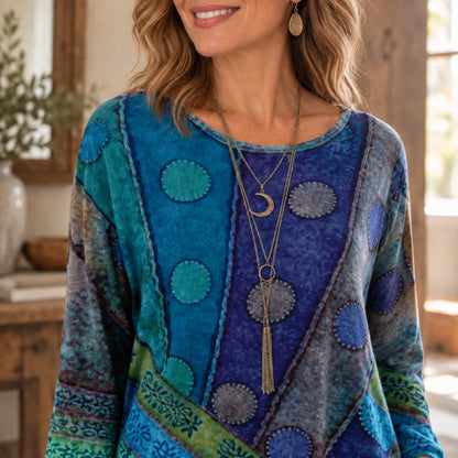 fall sweater — Audrey Blue neckline detail worn by an adult model in a realistic setting — view 5