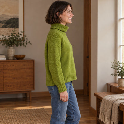 fall sweater — Chloe Green side worn by an adult model in a realistic setting, complete garment visible — view 2