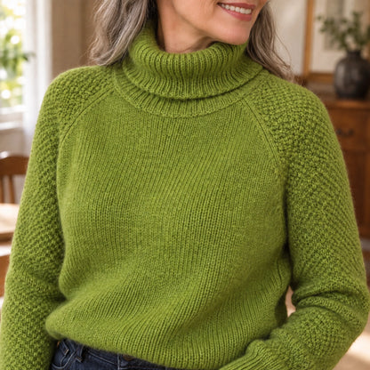 fall sweater — Chloe Green collar detail worn by an adult model in a realistic setting — view 3