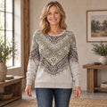 fall sweater — Ella Gray front worn by an adult model in a realistic setting, complete garment visible