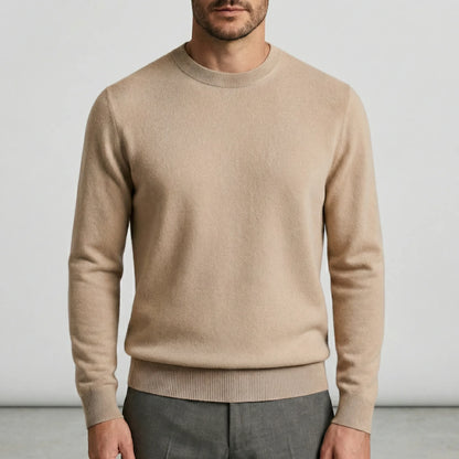 Fall sweater — Beige lightweight cashmere crewneck front view, ideal — 10 — view 10