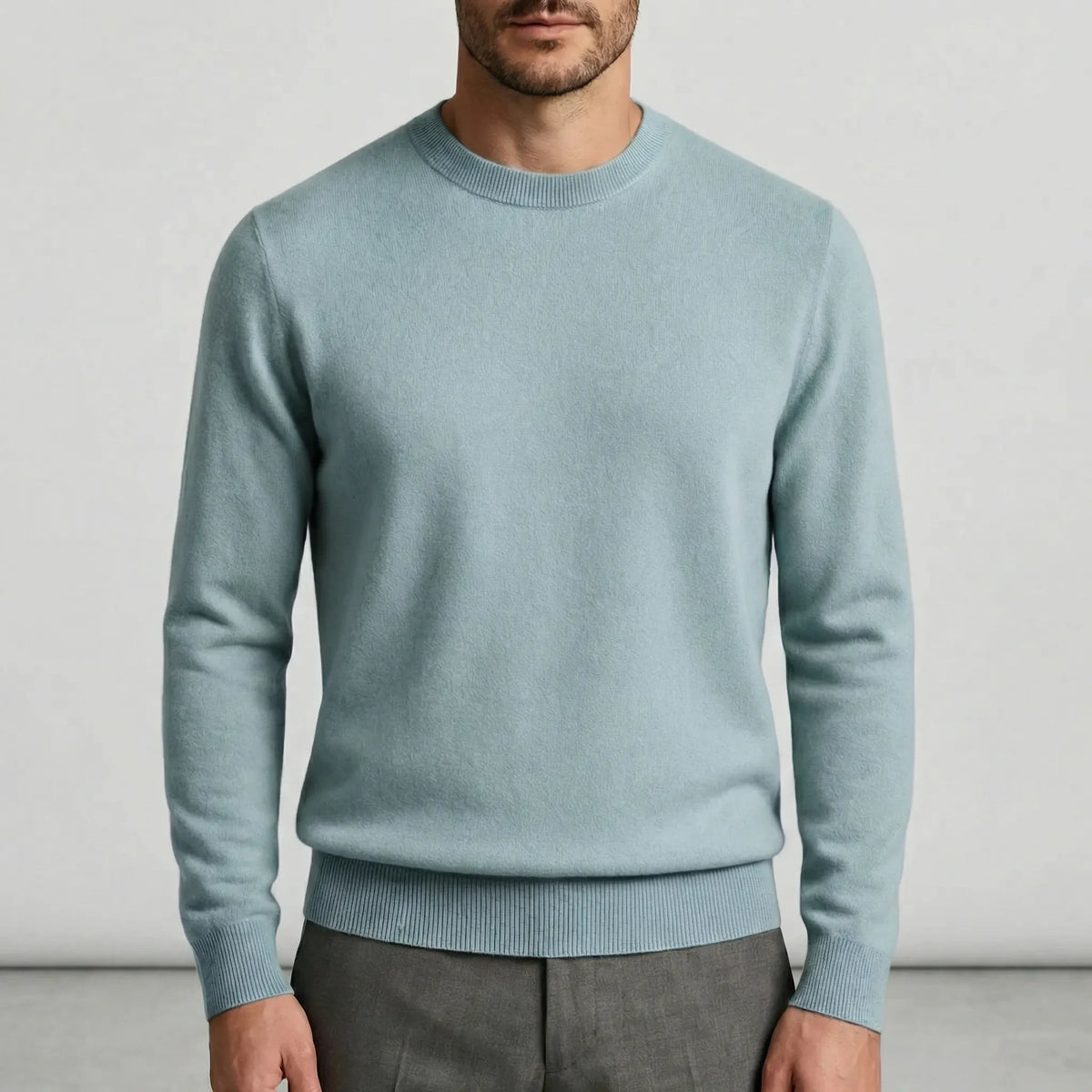 Fall sweater — Lightweight cashmere crewneck in light blue, showcasing a simple, elegant style — view 11 — view 11