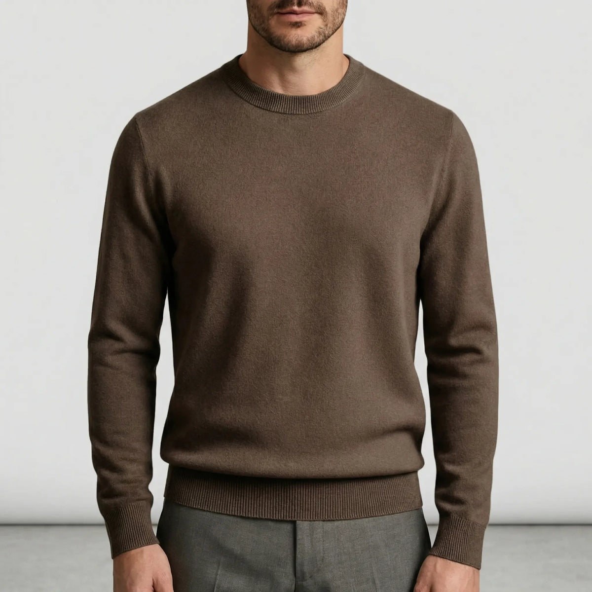 Fall sweater — Brown cashmere crewneck long sleeves, lightweight material, suitable for — view 12 — view 12