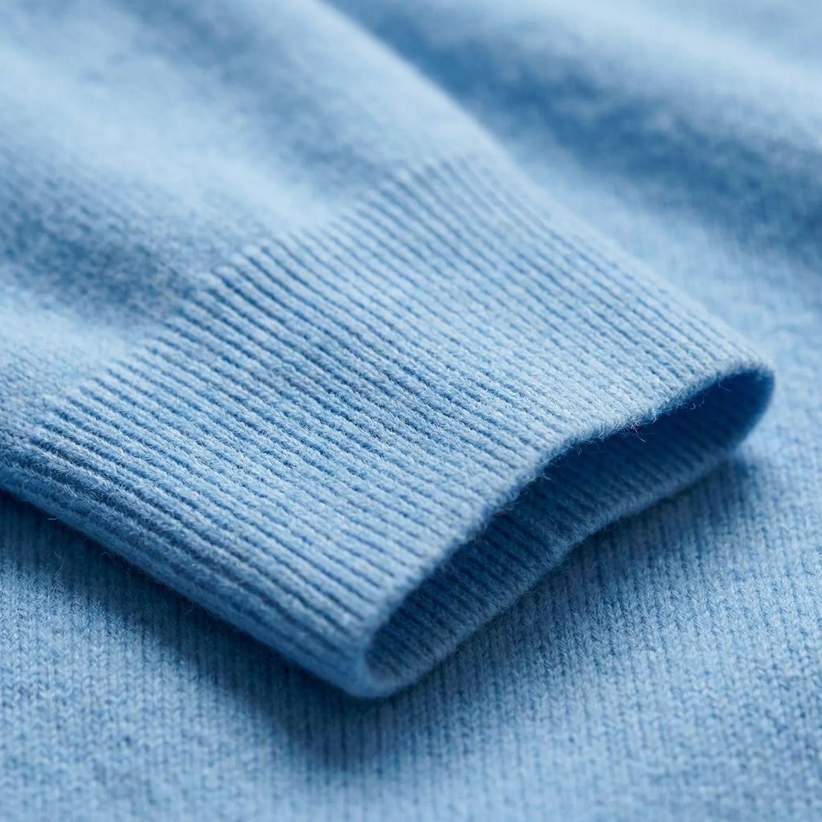 Fall sweater — Light blue cashmere sleeve detail, showcasing ribbed texture — view 3 — view 3