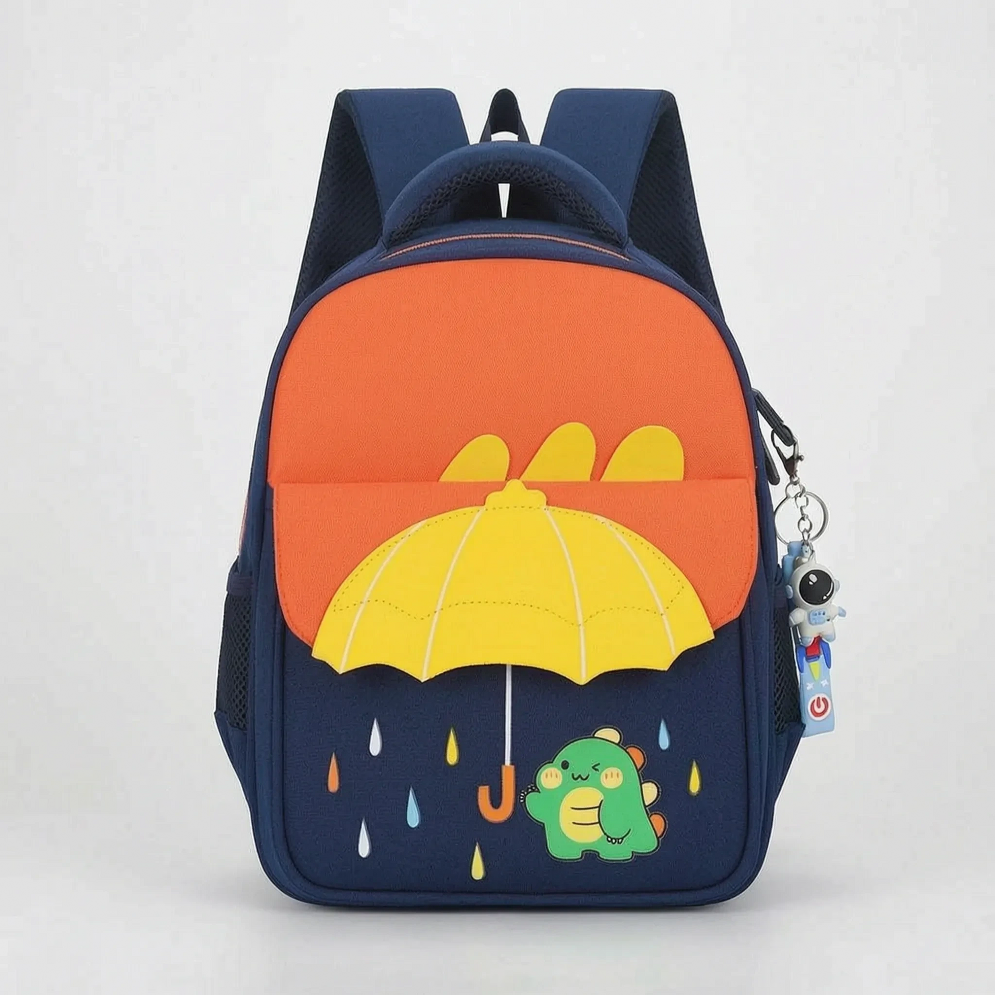 View of a cheerful lightweight kids backpack featuring a colorful cartoon print, adjustable straps, and a spacious compartment