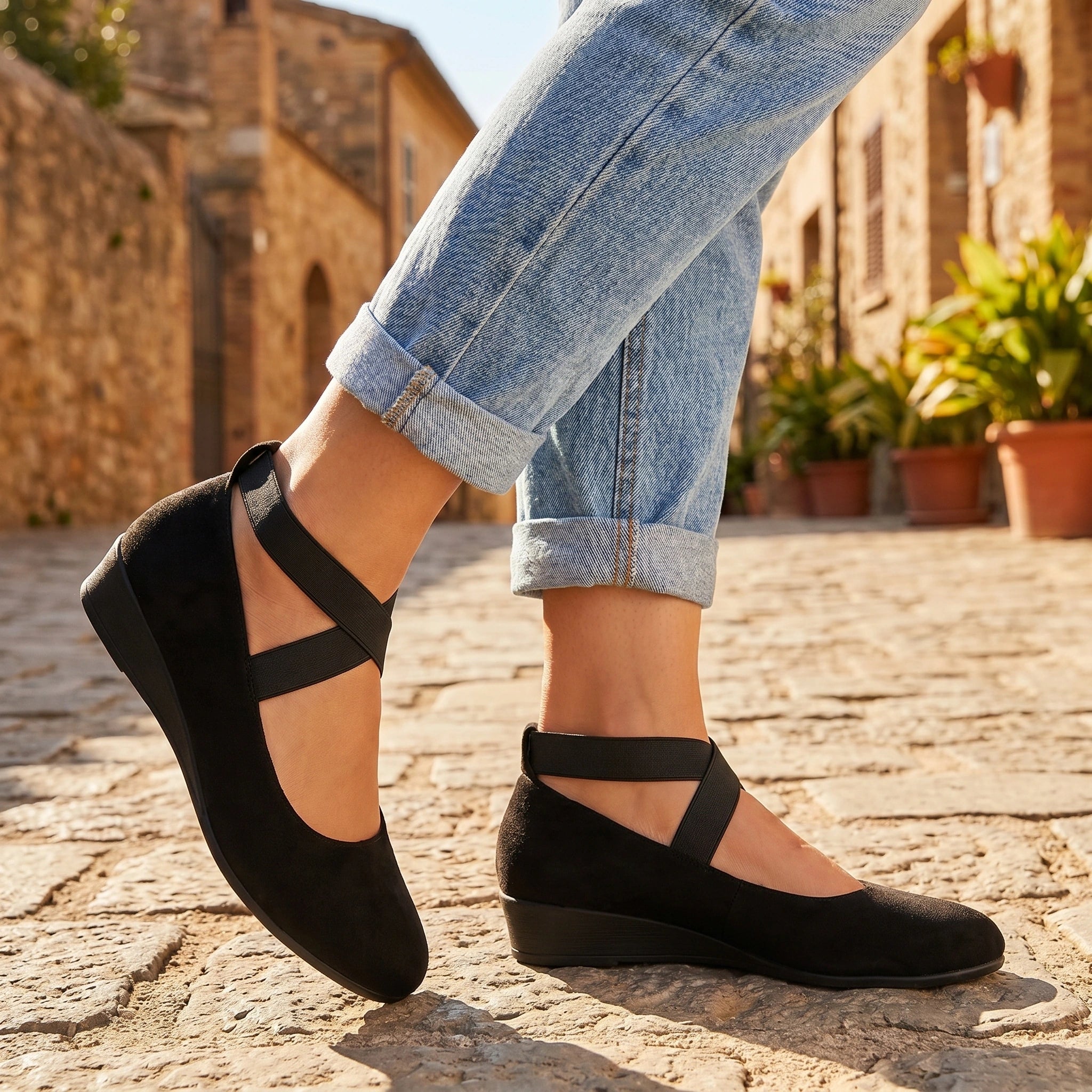 Close up view of the Womens Sleek Casual Orthopedic Shoes showing the premium fabric and precise stitching, showing their yet comfortable design.