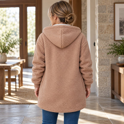 fleece jacket — Audrey Khaki back worn by an adult model in a realistic setting, complete garment visible — view 8