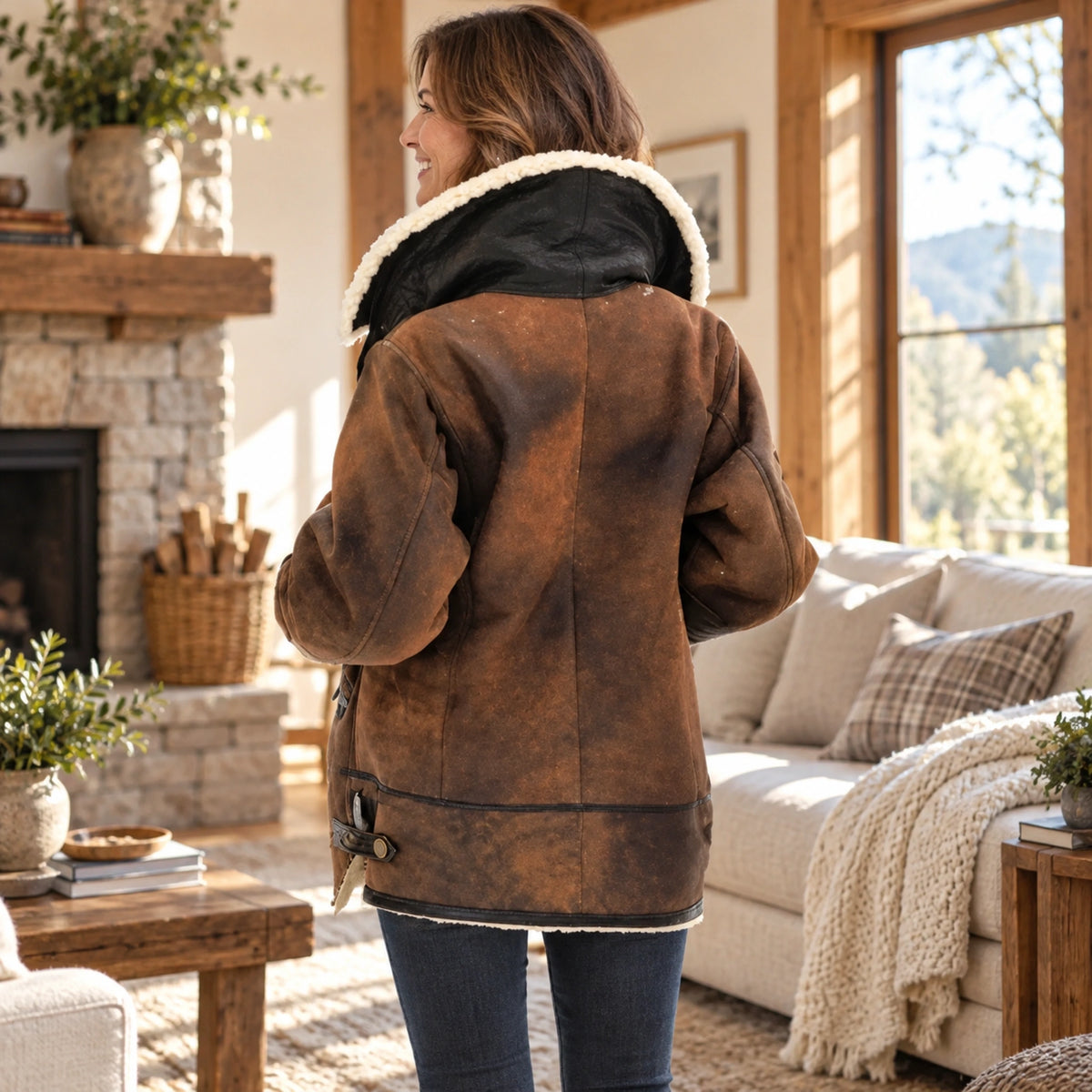 fleece jacket — Chloe Brown back worn by an adult model in a realistic setting, complete garment visible — view 9