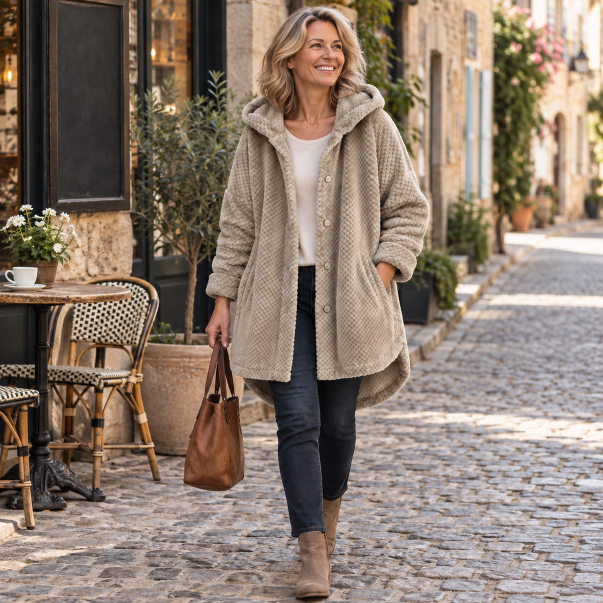 fleece jacket — Lily Beige worn by an adult model in a realistic setting, complete garment visible — view 11