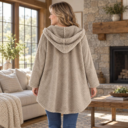 fleece jacket — Lily Beige back worn by an adult model in a realistic setting, complete garment visible — view 12