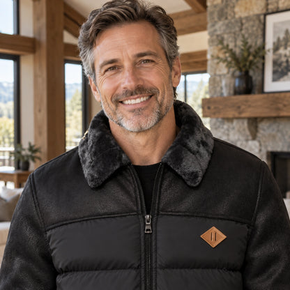 fleece jacket — Mason Black neckline detail worn by an adult model in a realistic setting — view 4