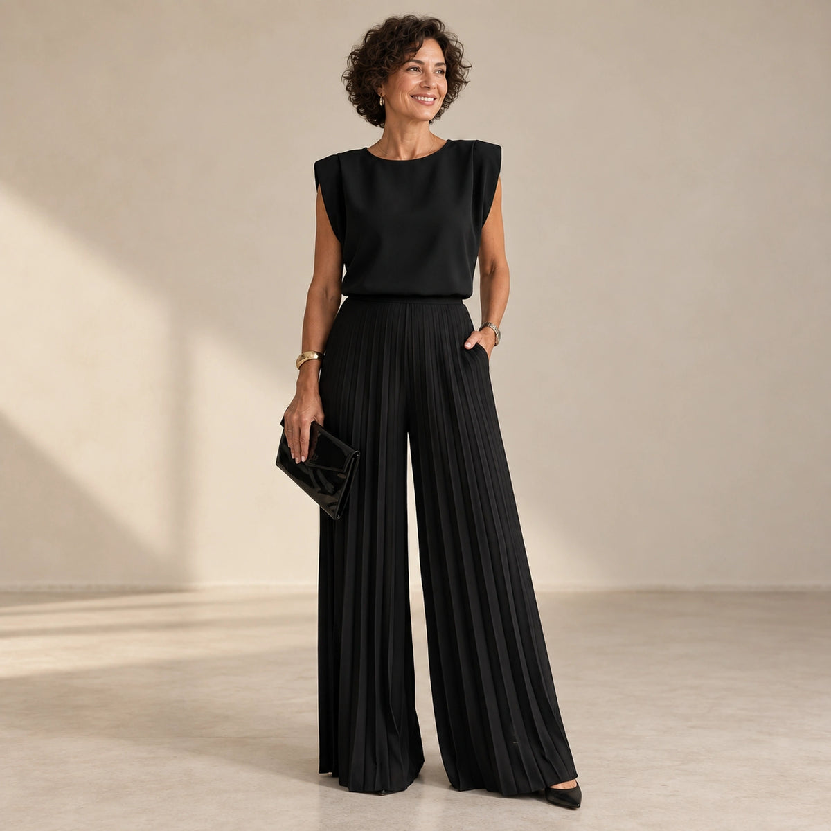 jumpsuit — Usa and Canada October–December alternate angle; Black; complete product worn by a happy adult model — view 5