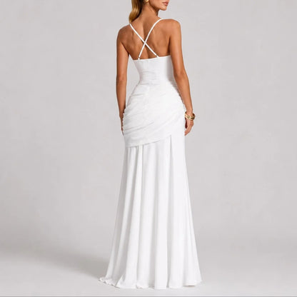 Long wedding guest dress — Women's Ruched Square Neck Maxi Fall — view 6 — view 6
