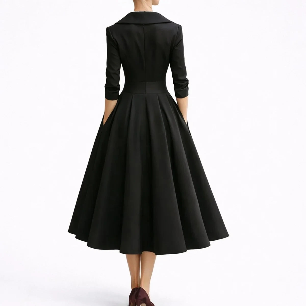 Long wedding guest dress — Women's Fall Dresses Structured A Line Midi — view 2 — view 2