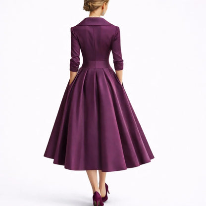 Long wedding guest dress — Women's Fall Dresses Structured A Line Midi — view 7 — view 7