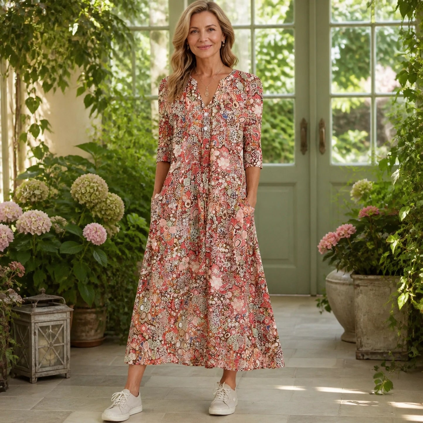 long wedding guest dress — Red front — view 2