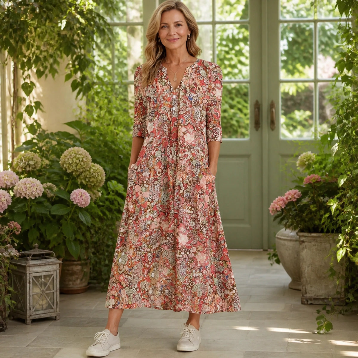 long wedding guest dress — Red front — view 2