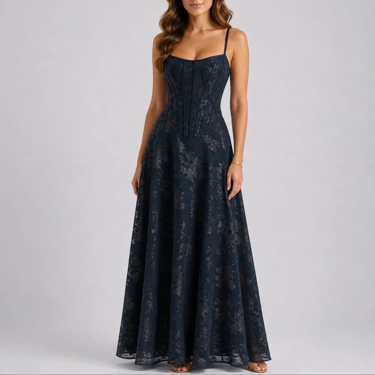 Long wedding guest dress — Women's Fall Dresses Floral Corset Maxi — view 4 — view 4