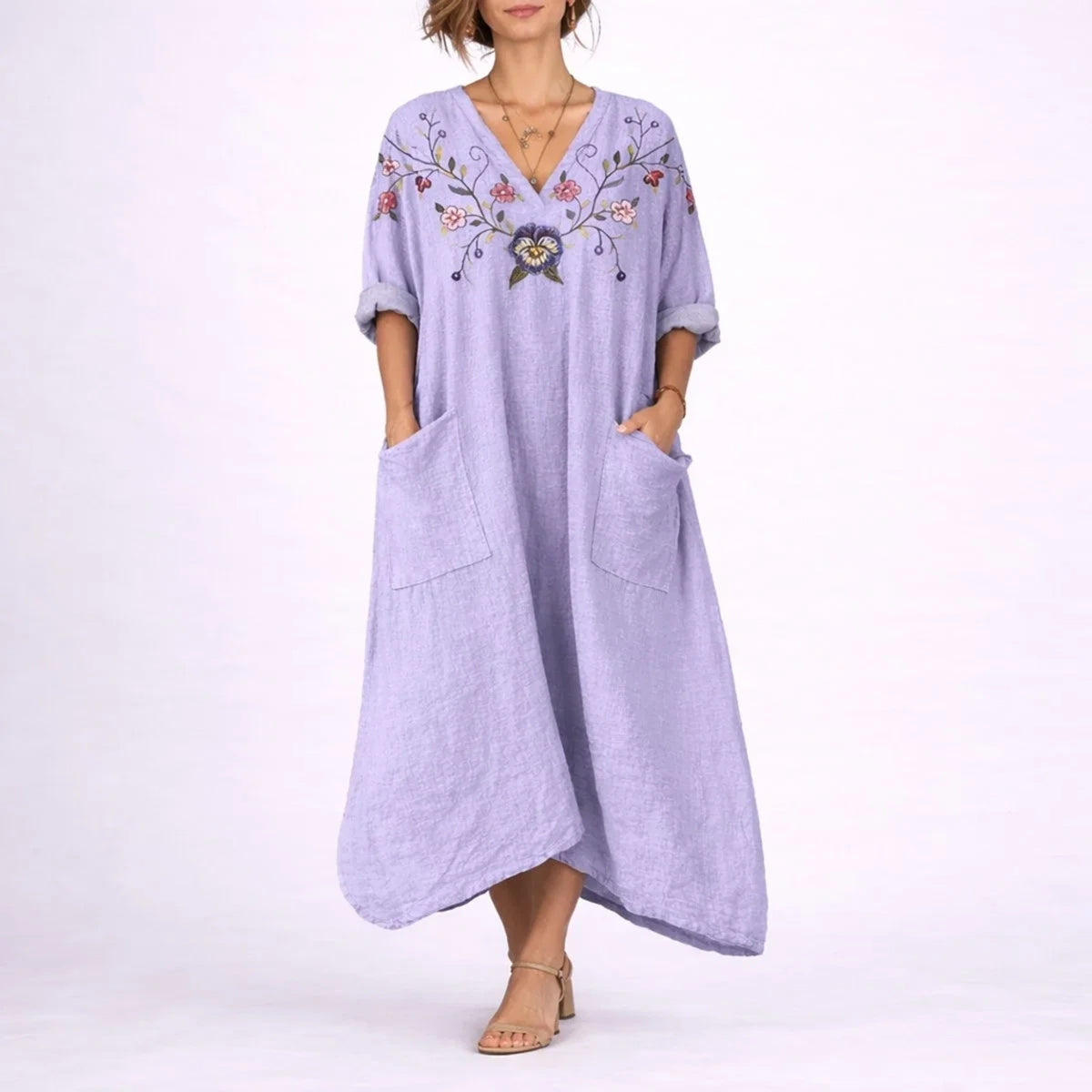 Long wedding guest dress — Women's Bohemian Paisley Maxi Fall Purple — view 7 — view 7
