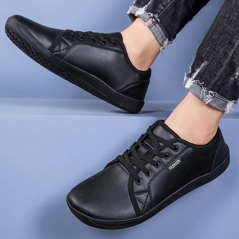 Comfortable black microfiber marching band shoes with lace up design, side view — 4 — view 5