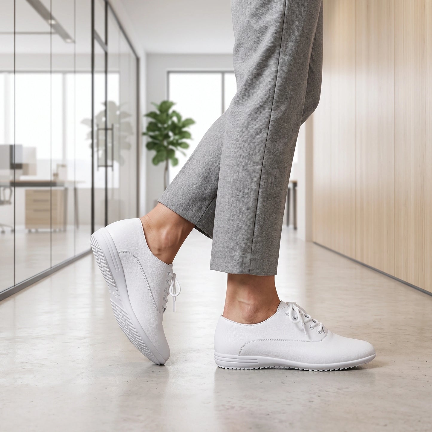 Close up view showing the high quality split leather and precise stitching of comfortable marching band shoes — view 11