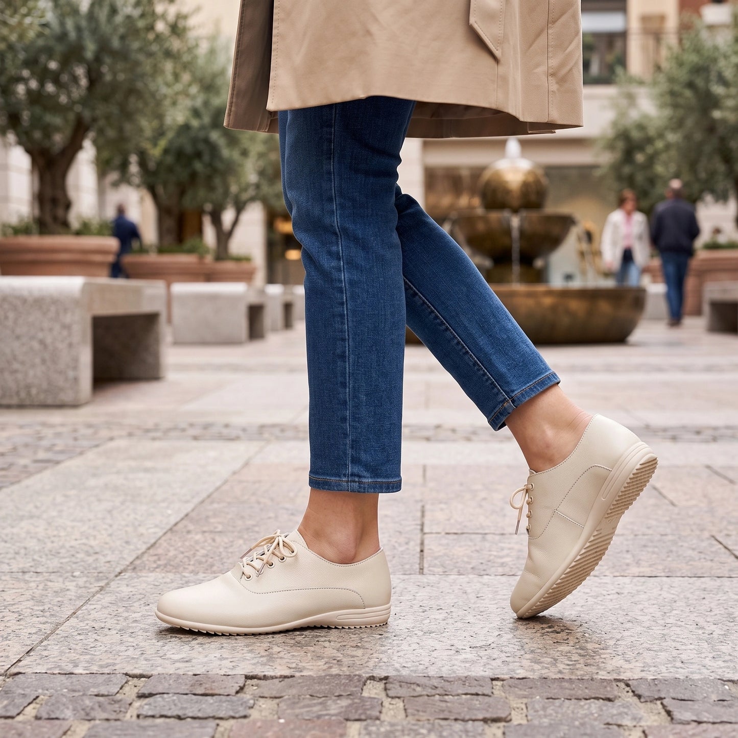 Close up view showing the soft leather texture and precise stitching of comfortable marching band shoes in a classic — view 9