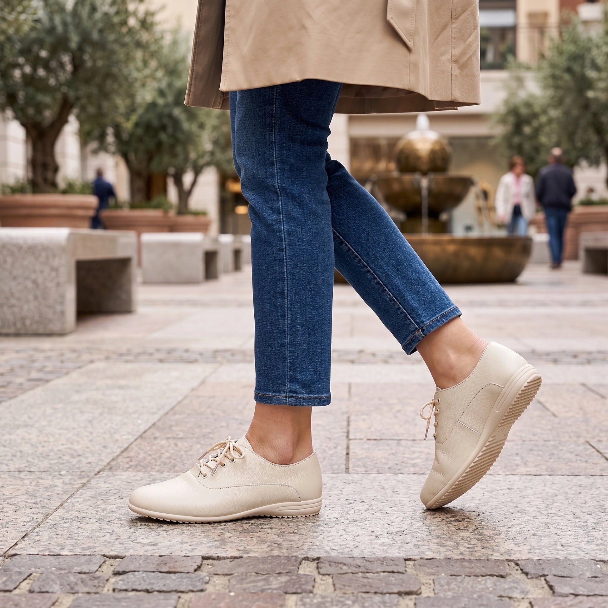 Close up view showing the soft leather texture and precise stitching of comfortable marching band shoes in a classic — view 9
