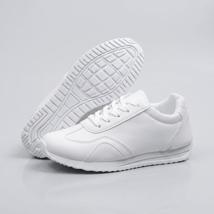 Close up view showing the durable Pu upper and precise stitching of comfortable marching band shoes, emphasizing quality